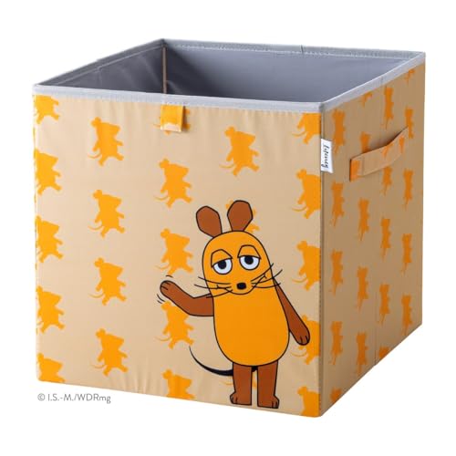 LIFENEY meets Die Maus Aufbewahrungsbox mit Streuprint für Kinder – Box mit der beliebten Maus zum Verstauen von Spielzeug – 33 x 33 x 33 cm passend für klassische Würfelregale von LIFENEY
