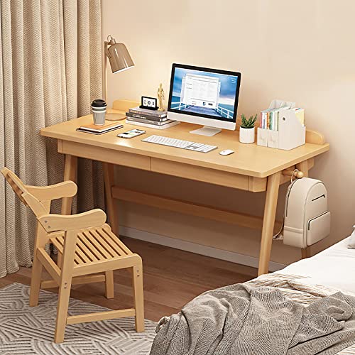 LIFENGFF Computertisch aus natürlichem Bambus mit 2 Schubladen und Ablageflächen – moderner Schreibtisch für Studenten und Studenten für das Heimbüro von LIFENGFF