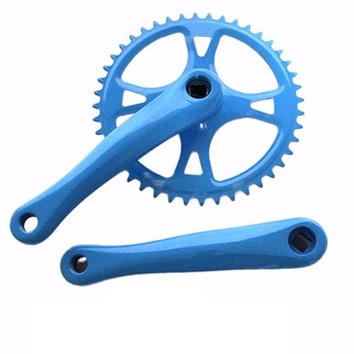 LIFENGFF Kurbelgarnitur 44T Fixed Gear Fahrradkurbelgarnitur Single Speed Fahrradkurbelgarnitur Kettenblatt Aluminiumlegierung Diamantlochschiene Kettenblatt Kurbelgarnitur (Blau) von LIFENGFF
