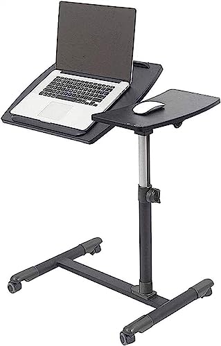 LIFENGFF Verstellbare Schreibtische, tragbarer mobiler Laptop-Schreibtischwagen, höhenverstellbarer Drehständer-Schreibtisch, neigbare Geteilte Platte, verstellbar von LIFENGFF