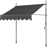 200 x 120cm Klemmmarkise Balkonmarkise Sonnenschutz mit Handkurbel, UV-beständig höhenverstellbar, aus Metall und Polyester, ohne Bohren, Grau von LIFERUN