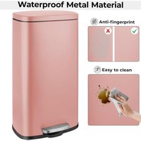 30 Liter Küchen-Mülleimer, Treteimer aus Metall und Stahl mit Deckel, herausnehmbare Inneneimer mit Soft-Close-Funktion, für Badezimmer, Wohnzimmer, 30 Liter Küchen-Mülleimer, Treteimer aus Metall und Stahl mit Deckel, herausnehmbare Inneneimer mit Soft-Close-Funktion, für Badezimmer, Wohnzimmer, von LIFERUN