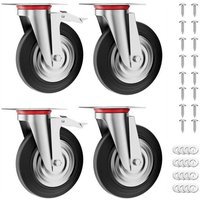 4 Schwerlastrollen, 160mm Lenkrollen, Transportrollen, geräuschlose Möbelrollen, 360°, 2 gebremste Rollen, 2 Lenkrollen von LIFERUN
