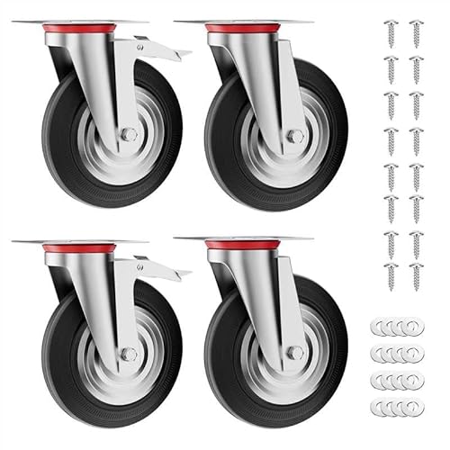 4 Stück Schwerlastrollen 125mm Lenkrollen Transportrollen mit bremse bis 400kg Palettenrollen Rollen für Möbel 360° Drehbar Kein Geräusch (2 Bremsrollen, 2 Lenkrollen) von LIFERUN