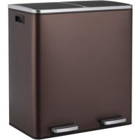 60 l (2 x 30 l) Mülleimer, Küchenabfallsortiersystem, Metall-Treteimer mit Soft-Close-Funktion, Braun von LIFERUN