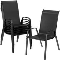 6er Set Gartenstühle Balkonstühle Stapelbar Hochlehner, belastbar 150 kg,für Terrasse,Balkon,Patio,54x69x93 cm(Schwarz) von LIFERUN