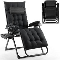 Liferun - Garten Loungesessel klappbar Outdoor Sessel belastbar 160kg abnehmbare Sitzpolster verstellbare Rückenlehne (Schwarz) von LIFERUN