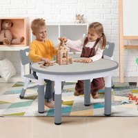 Kindertisch mit 2 Stühlen, höhenverstellbarer Kindertisch und Stuhl, Kinderschreibtisch, Esstisch, Kunststoff, Grau Kindertisch mit 2 Stühlen, höhenverstellbarer Kindertisch und Stuhl, Kinderschreibtisch, Esstisch, Kunststoff, Grau von LIFERUN