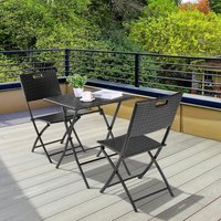 Klappbare Gartenmöbel, 3-teiliges Bistro-Set, Balkontisch- und Stuhlset Terrassenmöbel Sitzgruppe Rattan - Schwarz von LIFERUN
