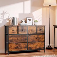 Kommode, Aufbewahrungseinheit, Aufbewahrungsschrank, Spielzeugaufbewahrung, Holzplatte, stabile Metallstruktur, braun Kommode, Aufbewahrungseinheit, Aufbewahrungsschrank, Spielzeugaufbewahrung, Holzplatte, stabile Metallstruktur, braun von LIFERUN