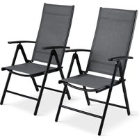 Gartenstuhl Hochlehner Klappbar, 2er Set, Aluminium, mit 7-Fach Verstellbar Rückenlehne, Bis 120 kg, Leicht Gartenstühle, Balkonstuhl Esszimmerstuhl, von LIFERUN