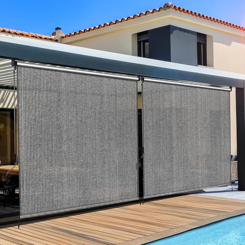 LIFERUN Senkrechtmarkise 240x180 cm, 2 Stück Vertikalmarkise, HDPE-Schattentuch für Terrassenpergola, Balkonmarkise, Aluminiumrohr mit kabelloser Kurbelbedienung, für Balkon, errasse, Garten, 2 PCS LIFERUN Senkrechtmarkise 240x180 cm, 2 Stück Vertikalmarkise, HDPE-Schattentuch für Terrassenpergola, Balkonmarkise, Aluminiumrohr mit kabelloser Kurbelbedienung, für Balkon, errasse, Garten, 2 PCS von LIFERUN