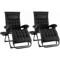 Liferun - 2er Set Klappbarer Gartenliegestuhl, Gartenliegestuhl mit Auflage, Wetterbeständig, Verstellbare Rückenlehne, Max 160kg (Schwarz) von LIFERUN