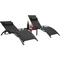 Liferun - 2er Set Sonnenliegen mit Aluminiumtisch, Gartenliegestühle, Rückenlehne 5-fach verstellbar Liferun - 2er Set Sonnenliegen mit Aluminiumtisch, Gartenliegestühle, Rückenlehne 5-fach verstellbar von LIFERUN