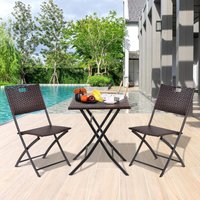 Klappbare Gartenmöbel, 3-teiliges Bistro-Set, Balkontisch- und Stuhlset Terrassenmöbel Sitzgruppe Rattan - Braun von LIFERUN