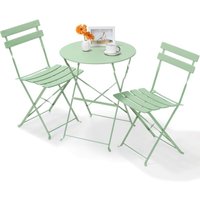 Liferun - Klappbares Bistro-Gartenmöbel-Set, Gartentisch mit 2 Stühlen, Balkonmöbel-Set, Grün von LIFERUN