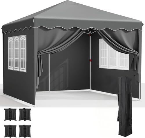 Pavillon 3x3, Wasserdicht Stabil, 420D Oxford Gartenzelt, Partyzelt UV Schutz 50+, Gartenpavillon mit 4 Sandsäcke & Seitenwänden, für Festival, Picknicks, Camping, Grau Pavillon 3x3, Wasserdicht Stabil, 420D Oxford Gartenzelt, Partyzelt UV Schutz 50+, Gartenpavillon mit 4 Sandsäcke & Seitenwänden, für Festival, Picknicks, Camping, Grau von LIFERUN