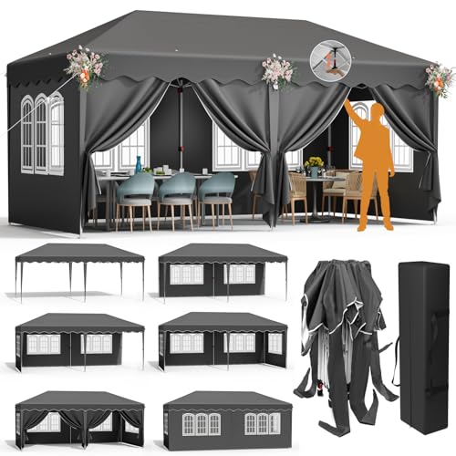 Pavillon 3x6,mit 6 Seitenteilen,Faltpavillon Wasserdicht,Stabil Winterfest,Partyzelt,Tente de Reception,Gartenpavillon Höhenverstellbar,für Strand/Festival/Camping/Markt,12 Erdhaken 6 Seil,Grau Pavillon 3x6,mit 6 Seitenteilen,Faltpavillon Wasserdicht,Stabil Winterfest,Partyzelt,Tente de Reception,Gartenpavillon Höhenverstellbar,für Strand/Festival/Camping/Markt,12 Erdhaken 6 Seil,Grau von LIFERUN