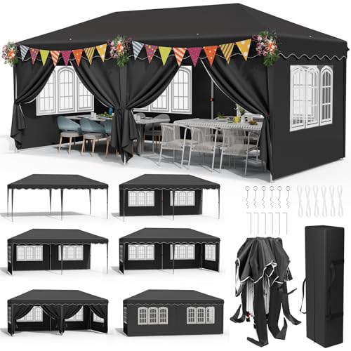 Pavillon 3x6 Wasserdicht Stabil,Faltpavillon 3x6,Gartenzelt mit Seitenteilen,UV-Schutz 50+,Partyzelt 420D Oxford, Winterfest Gartenpavillon Höhenverstellbar,Pavillon für Hochzeiten, Markt,Schwarz Pavillon 3x6 Wasserdicht Stabil,Faltpavillon 3x6,Gartenzelt mit Seitenteilen,UV-Schutz 50+,Partyzelt 420D Oxford, Winterfest Gartenpavillon Höhenverstellbar,Pavillon für Hochzeiten, Markt,Schwarz von LIFERUN