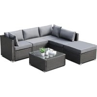 Polyrattan Gartenmöbel Set 6-teilig, Wetterfest Balkonmöbel Set bis 6 Personen, Außen Terrassenmöbel inkl. Rattansessel Couchtisch, Lounge Set von LIFERUN