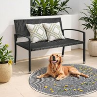 Rattan Gartenbank, Outdoor Bank, 2 Sitzer Balkonbank, Gartenmöbel, Doppelseitiges Rattan, 122x62x90cm, Schwa von LIFERUN