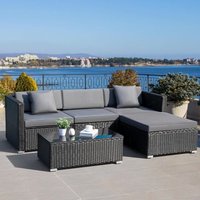 Liferun - Rattan Gartenmöbel-Set,Lounge Gartenmöbel Set,Gartenlounge Set,Terrassenmöbel,Rattanmöbel Sofa Set,Poly Rattan Sitzgruppe Couch 5 Teilig von LIFERUN