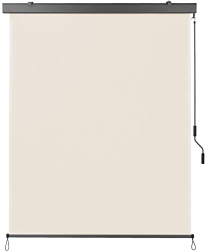Senkrechtmarkise,160x250 cm, Vertikalmarkise ausziehbar, mit Markisenkassette, Sonnenschutz, UV-beständige, Windschut und Sichtschutz mit Handkurbel, Beige von LIFERUN