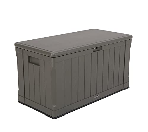 LIFETIME Auflagenbox & Kissenbox 440 Liter Fassungsvermögen | 64x128x67 cm Braun Kunststoff | Aufbewahrungsbox für Gartenutensilien von LIFETIME