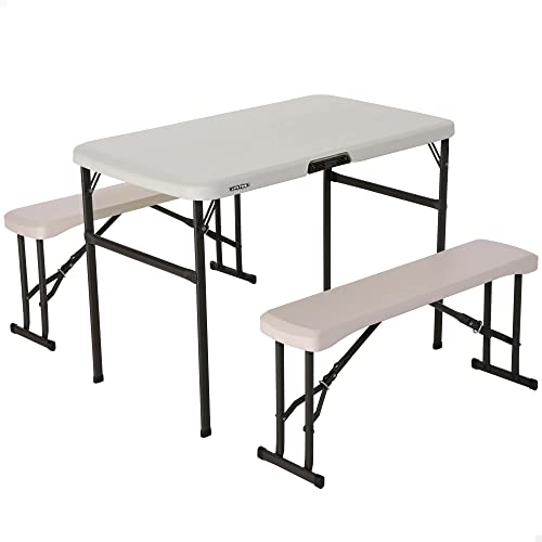 LIFETIME 80352 Zusammenklappbarer Picknicktisch mit Bänken, mandelfarben von LIFETIME