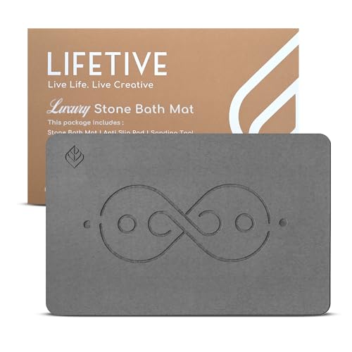 Lifetive Luxus-Badematte aus Stein – Kieselgur – Duschmatte – sofort saugfähige Oberfläche – umweltfreundlich & modern (Infinity Slate) von LIFETIVE