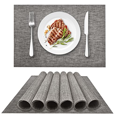 LIFEWEAR Platzsets Abwaschbar Tischsets 4er Set Platzdeckchen rutschfest Tischset PVC Hitzebeständig Tisch Platzset, S01 Grau LIFEWEAR Platzsets Abwaschbar Tischsets 4er Set Platzdeckchen rutschfest Tischset PVC Hitzebeständig Tisch Platzset, S01 Grau von LIFEWEAR