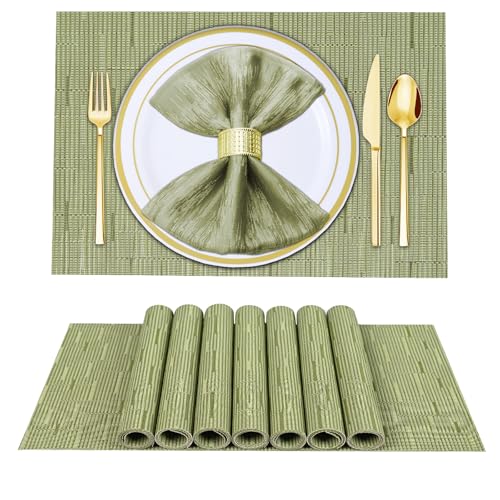 LIFEWEAR Platzsets Abwaschbar Tischsets 6er Set Platzdeckchen rutschfest Tischset PVC Hitzebeständig Tisch Platzset, S02 Grün LIFEWEAR Platzsets Abwaschbar Tischsets 6er Set Platzdeckchen rutschfest Tischset PVC Hitzebeständig Tisch Platzset, S02 Grün von LIFEWEAR