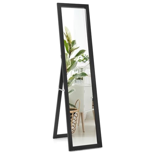 LIFEZEAL 2 in 1 Standspiegel, Ganzkörperspiegel aus Holzrahmen, Wandspiegel 155 x 37 cm, Stehspiegel Bodenspiegel für Wohnzimmer Flur Schlafzimmer Garderobe von LIFEZEAL