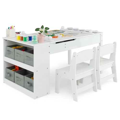 LIFEZEAL 3 in 1 Kindersitzgruppe aus Holz, Kindertisch mit 2 Stühlen, Kinder Tafel & Basteltisch & Lerntisch, Kindermöbel Kinderzimmer Set, Innen mit Papierrolle & Stauraum, ab 3 Jahren (Weiß) LIFEZEAL 3 in 1 Kindersitzgruppe aus Holz, Kindertisch mit 2 Stühlen, Kinder Tafel & Basteltisch & Lerntisch, Kindermöbel Kinderzimmer Set, Innen mit Papierrolle & Stauraum, ab 3 Jahren (Weiß) von LIFEZEAL