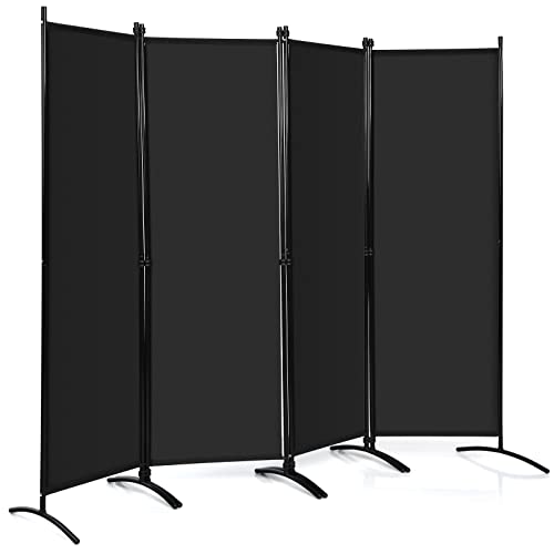 LIFEZEAL 4 Teilig Raumteiler Faltbar, 220 x 173 cm Trennwand, Raumteiler Stehend aus Metallrahmen, Paravent Stellwand für Wohnzimmer & Esszimmer von LIFEZEAL