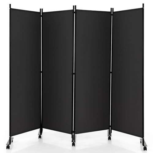 LIFEZEAL 4 Teilig Raumteiler Faltbar, 225 x 173 cm Trennwand mit Rollen, Raumteiler Stehend aus Metallrahmen, Paravent Stellwand für Wohnzimmer & Esszimmer LIFEZEAL 4 Teilig Raumteiler Faltbar, 225 x 173 cm Trennwand mit Rollen, Raumteiler Stehend aus Metallrahmen, Paravent Stellwand für Wohnzimmer & Esszimmer von LIFEZEAL