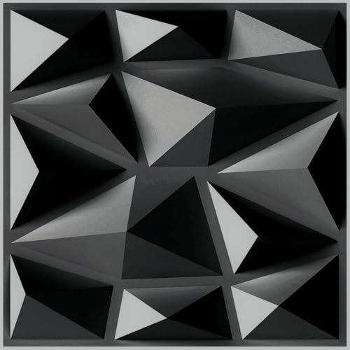 LIFEZEAL 50/100 Stück 3D Wandpaneele, Wandverkleidung Paneele Diamant-Form, Wanddekoration DIY für Innenbereich, PVC Dekoren Deckenpaneele Wandtattoos für Zuhause & Büro, 30 x 30 cm (Schwarz 2) von LIFEZEAL