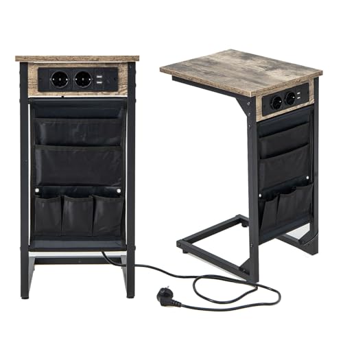 LIFEZEAL Beistelltisch 2er Set, Telefontisch Wohnzimmertisch USB & Steckdosen, Sofatisch C-Form mit Seitentasche, Betttisch mit Metallgestell für Wohnzimmer, Schlafzimmer, 40 x 30 x 60cm LIFEZEAL Beistelltisch 2er Set, Telefontisch Wohnzimmertisch USB & Steckdosen, Sofatisch C-Form mit Seitentasche, Betttisch mit Metallgestell für Wohnzimmer, Schlafzimmer, 40 x 30 x 60cm von LIFEZEAL