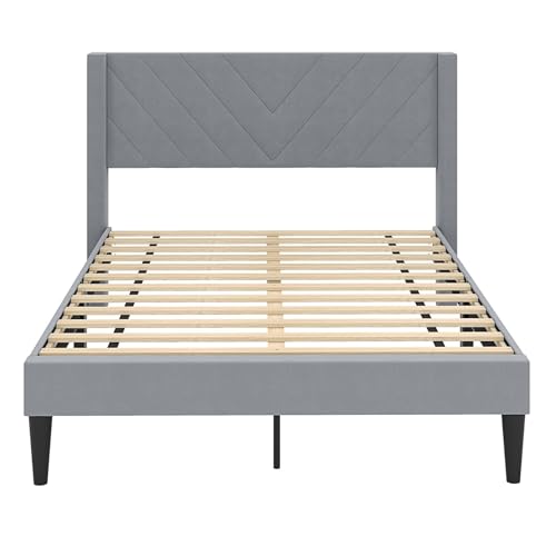 LIFEZEAL Bettgestell 140 x 200 cm, Gepolsterter Doppelbett Stoffbett mit Kopfteil, Polsterbett mit Lattenrost, Doppelbettrahmen für Erwachsene & Jugendliche (211 x 155 x 105cm) von LIFEZEAL