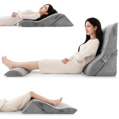 LIFEZEAL Ergonomisches Keilkissen für Bett & Sofa, 3-Teiliges Lesekissen mit Griff, Ideal Rückenkissen beim Spielen & Fernsehen, Orthopädisches Rückenlehne mit Waschbarem Bezug (Modell 1) von LIFEZEAL