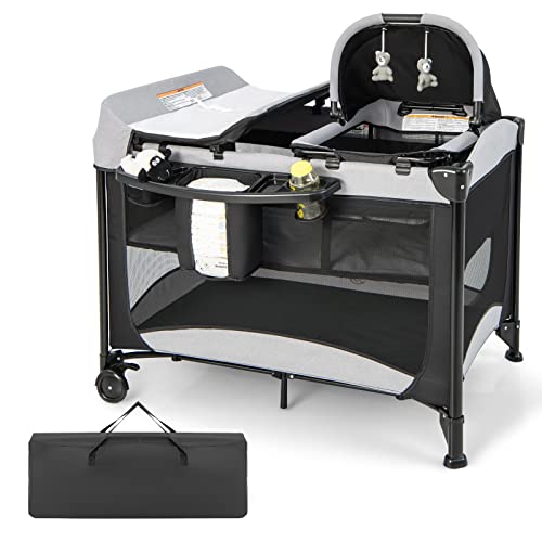 LIFEZEAL Faltbares Babybett, Mobiles Reisebett mit Aufbewahrungskorb & Wickeltisch, Kinderreisebett 2 Ebenen mit Matratze & Tragetasche, Beistellbett für Baby 6-36 Monate LIFEZEAL Faltbares Babybett, Mobiles Reisebett mit Aufbewahrungskorb & Wickeltisch, Kinderreisebett 2 Ebenen mit Matratze & Tragetasche, Beistellbett für Baby 6-36 Monate von LIFEZEAL