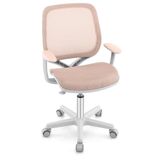 LIFEZEAL Gepolsterter Kinderschreibtischstuhl, Drehsessel für Kinder, Höhenverstellbarer Schreibtischstuhl von 80 bis 92cm, Ergonomischer Kinderstuhl für das Lernen, Max. 75 kg (Rosa) von LIFEZEAL