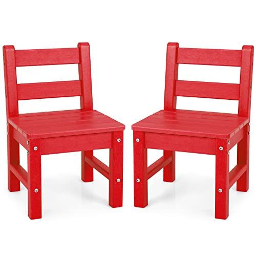 LIFEZEAL Kinderstühle 2er Set, Schreibtischstuhl Kinder aus Holz, Gartenstuhl Kinder mit Rückenlehne, Kunststoff Kinderschreibtischstühle, Stabile Kinder Sitzgruppe, Stuhl für Kinder von LIFEZEAL