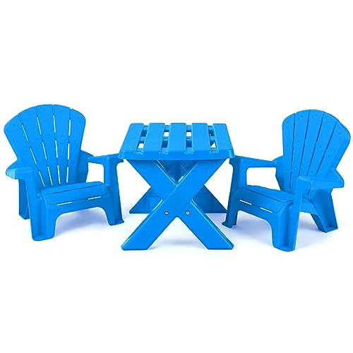 LIFEZEAL Kindertisch mit 2 Adirondack Stühlen, 3 Teiliges Kindersitzgruppe, Kinder Tisch Stuhl Set, Kindersitzgarnitur für Indoor & Outdoor, Kindermöbel für ab 3 Jahren von LIFEZEAL