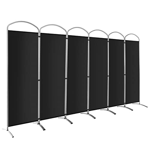 LIFEZEAL Klappbar Raumteiler mit 6 Paneelen, Freistehend Paravent, Sichtschutzwand Trennwand 331 x 188 cm, Stellwand für Haus, Büro, Wohnzimmer (Schwarz) von LIFEZEAL