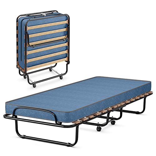 LIFEZEAL Klappbett, Klappbares Gästebett im Metallrahmen, Faltbares Einzelbett mit Matratze aus Memory Foam, Erwachsene Metallbett auf 4 Rädern (190 x 80 x 33 cm, Blau) LIFEZEAL Klappbett, Klappbares Gästebett im Metallrahmen, Faltbares Einzelbett mit Matratze aus Memory Foam, Erwachsene Metallbett auf 4 Rädern (190 x 80 x 33 cm, Blau) von LIFEZEAL