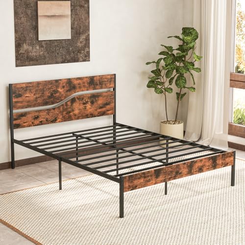 LIFEZEAL Metallbett 200 x 140 cm, Doppelbett Industriestil mit Kopf- & Fußteil, Plattformbett Bettgestell mit Stauraum unter dem Bett, Kein Boxspring erforderlich, Vintage Braun (206 x 141 x 100,5 cm) LIFEZEAL Metallbett 200 x 140 cm, Doppelbett Industriestil mit Kopf- & Fußteil, Plattformbett Bettgestell mit Stauraum unter dem Bett, Kein Boxspring erforderlich, Vintage Braun (206 x 141 x 100,5 cm) von LIFEZEAL