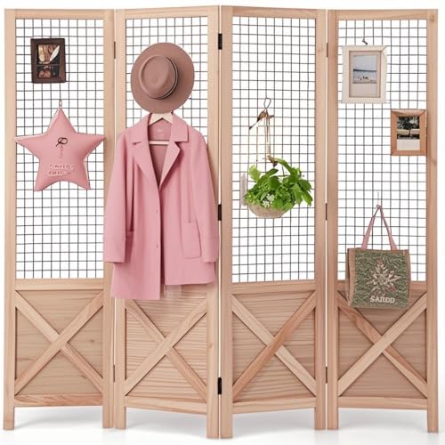LIFEZEAL Paravent Innen Raumteiler, 4-Paneel Trennwand mit Massivholzrahmen, Metallgitter zum Dekorativ, Faltwand Raumtrenner Room Divider Natur LIFEZEAL Paravent Innen Raumteiler, 4-Paneel Trennwand mit Massivholzrahmen, Metallgitter zum Dekorativ, Faltwand Raumtrenner Room Divider Natur von LIFEZEAL