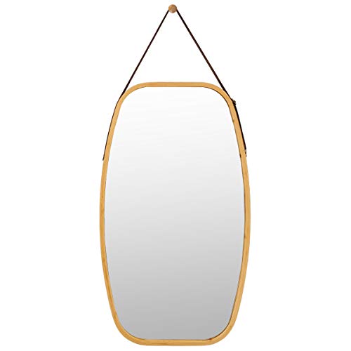 LIFEZEAL Rechteckiger Wandspiegel mit Bambusrahmen, 77 x 44 cm Schmuckspiegel, Badezimmerspigel Wandmontage, Hängespiegel für Schlafzimmer & Garderobe & Eingang von LIFEZEAL