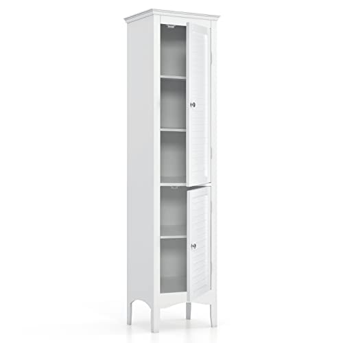 LIFEZEAL Schmaler Hochschrank 160 cm, Badschrank mit 5 Regalen, Badezimmerschrank mit verstellbaren Regale, Organizer mit Türen für Badezimmer, Küche von LIFEZEAL